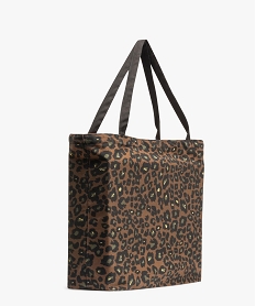 tote bag en toile a motif leopard marron standardG804401_2