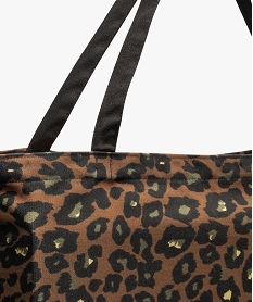 tote bag en toile a motif leopard marron standardG804401_3