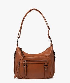 GEMO Sac besace à multiples poches zippées femme marron vif