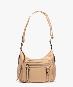 GEMO Sac besace à multiples poches zippées femme beige standard