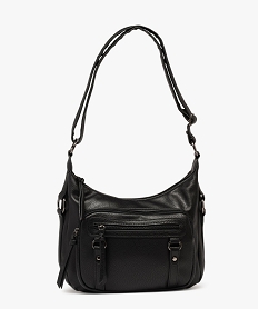GEMO Sac besace à multiples poches zippées femme noir standard
