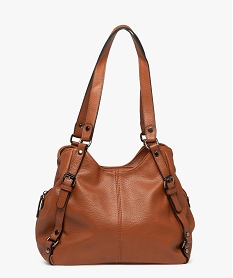 GEMO Sac à main grand format en matière grainée et souple femme marron vif