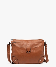 sac besace compact en matiere grainee souple femme marron vif sacs bandouliereG807401_4