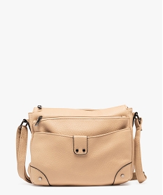 GEMO Sac besace compact en matière grainée souple femme beige standard