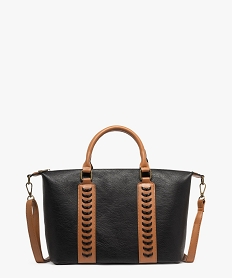 GEMO Sac besace à anses et bandoulières effet tressé femme noir standard