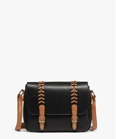 GEMO Sac besace petit format style cartable à tresses femme noir standard