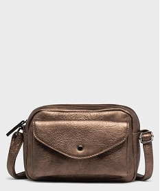 GEMO Sac à bandoulière en matière métallisée femme Gris