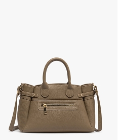 GEMO Sac à main compact en matière grainée avec bandoulière amovible femme Brun
