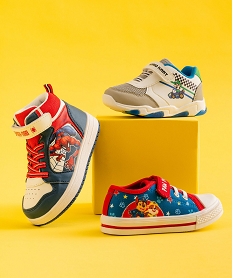 GEMO Baskets montantes à lacets élastiques et scratch garçon - Spiderman Bleu