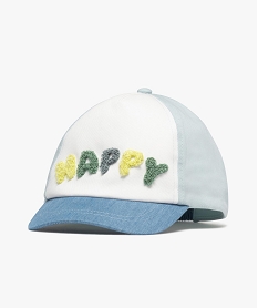 GEMO Casquette tricolore avec message en maille bouclette bébé bleu chine