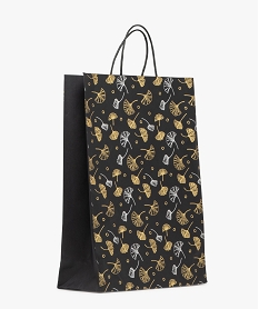 GEMO Sac cadeau en papier à motifs fleuris scintillants noir standard