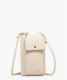 GEMO Pochette téléphone métallisée 2 en 1 femme Beige