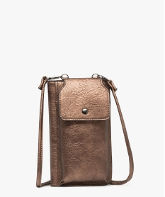 GEMO Pochette téléphone métallisée 2 en 1 femme Gris