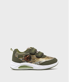 GEMO Baskets basses à scratch imprimé camo et T-rex garçon kaki standard