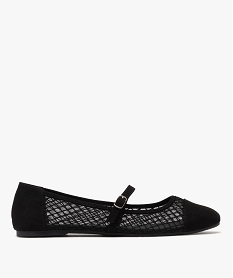 GEMO Ballerines en voile texturé et velours ras à bride femme noir standard