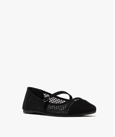 ballerines en voile texture et velours ras a bride femme noir standard ballerinesG823901_2