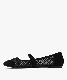 ballerines en voile texture et velours ras a bride femme noir standard ballerinesG823901_3