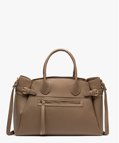 GEMO Sac à main grand format en matière grainée souple femme Beige