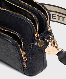 sac en matiere grainee avec deux bandoulieres amovibles femme - lulucastagnette bleu sacs bandouliereG826901_3