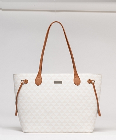 GEMO Sac cabas rigide en matière texturée et imprimée femme Beige