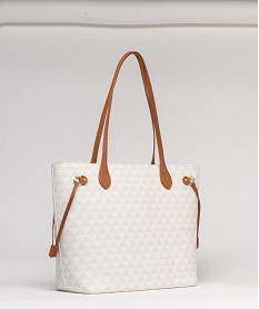 sac cabas rigide en matiere texturee et imprimee femme beige grands sacs femmeG827701_2