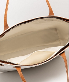 sac cabas rigide en matiere texturee et imprimee femme beige grands sacs femmeG827701_3