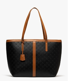 GEMO Sac cabas bicolore avec motifs embossés femme noir standard