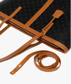 sac cabas bicolore avec motifs embosses femme noir standard grands sacs femmeG828001_4