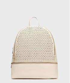 GEMO Sac à dos aspect tressé et ajouré femme Beige