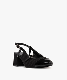 escarpins sling-back en textile paillete et vernis femme noir standardG828501_2