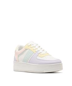 baskets basses multicolores a semelle plateforme femme blancG833001_2