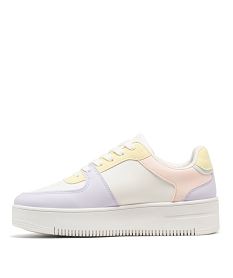 baskets basses multicolores a semelle plateforme femme blancG833001_3