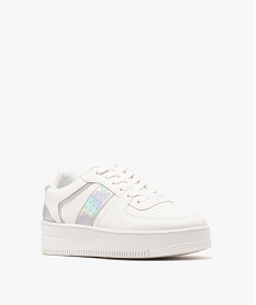baskets basses multicolores a semelle plateforme femme blancG833601_2