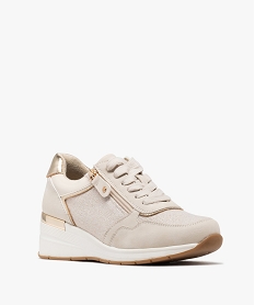 jogger confort avec semelle compensee et touches pailletees femme beigeG834601_2