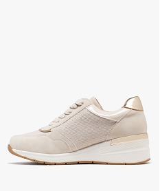 jogger confort avec semelle compensee et touches pailletees femme beigeG834601_3