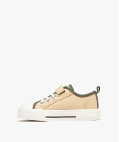 baskets basses en toile a scratch et a lacets elastiques garcon beige standard basketsG836201_3
