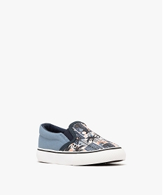 baskets basses en toile imprimer a enfiler forme slippers garcon bleu standard basketsG836501_2