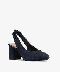 escarpins a talon en toile denim avec bride arriere femme - valentina baldano bleuG840901_2