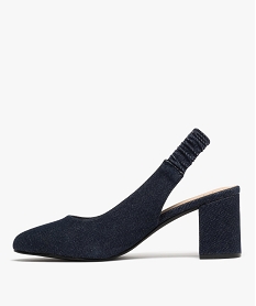escarpins a talon en toile denim avec bride arriere femme - valentina baldano bleuG840901_3