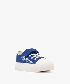 baskets basses en toile brodee de fleurs fille bleu basketsG843101_2