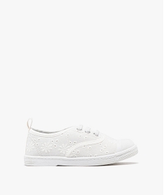 GEMO Chaussures en toile à lacets élastiques et bout en gomme fille blanc standard