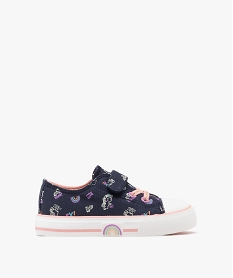 GEMO Baskets en toile imprimée avec embout gomme fille Bleu