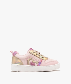 GEMO Baskets basses à lacets et zips motifs irisés fille rose standard