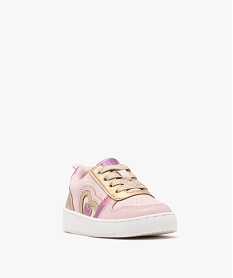 baskets basses a lacets et zips motifs irises fille rose standard basketsG847401_4