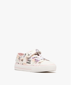 baskets en toile imprimee a lacets elastiques et a scratch fille blanc basketsG847801_2