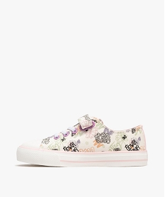 baskets en toile imprimee a lacets elastiques et a scratch fille blanc basketsG847801_3