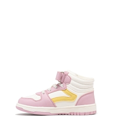 baskets montantes tricolores a lacets elastiques et scratch fille rose vif basketsG848201_3