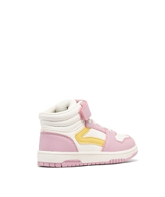 baskets montantes tricolores a lacets elastiques et scratch fille rose vif basketsG848201_4