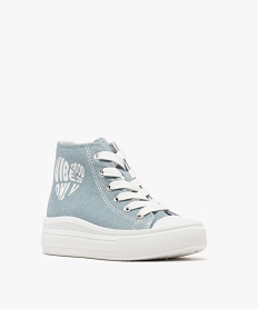 baskets montantes en toile avec lacets et zip fille bleu basketsG848801_2