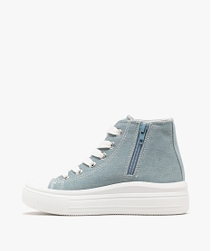 baskets montantes en toile avec lacets et zip fille bleu basketsG848801_3